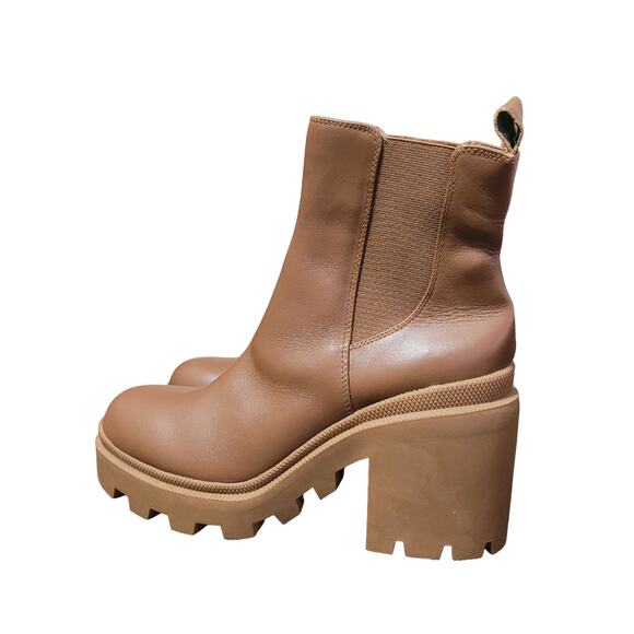 Steve Madden Women's Boot Roxie Chelsea Chunky Lug Sole Block Heel Cognac SZ 10 - Picture 4 of 8